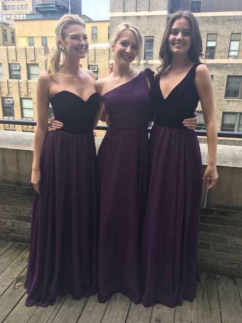 Plum Purple Morilee by Madeline Gardner Long Mix and Match Bridesmaid Dresses for Fall. Chiffon and Velvet Styles. One Shoulder, Sweetheart, and V Necklines. Plum Bridesmaid Dresses Fall, Eggplant Bridesmaid Dresses, Eggplant Dress, Mermaid Long Bridesmaid Dresses, Plum Bridesmaid Dresses, Bridesmaid Dress Collection, Fall Bridesmaid Dresses, Bridesmaid Inspiration, Bridesmaid Colors