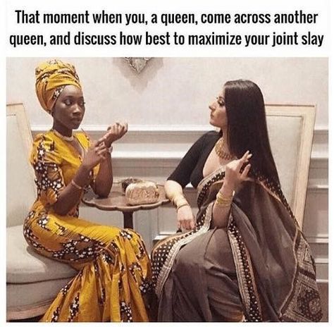 That moment when you, a queen, come across another queen, and discuss how to best maximize your joint slay. Photographie Portrait Inspiration, Magnum Opus, That Moment When, 판타지 아트, Faith In Humanity, الرسومات اللطيفة, Black Is Beautiful, Girl Power, Make Me Smile