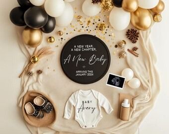 SubtleTouchStudio - Etsy Philippines New Year Pregnancy Announcement, Pregnant With Boy, Digital Baby Announcement, January Baby, Pregnancy Gender Reveal, Pregnancy Gender, Gender Reveal Invitations, Holiday Baby, Baby Shower Invitations For Boys