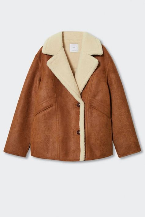 19 Stylish & Cosy Shearling Coats | SheerLuxe Shearling Coat Outfit, Shearling Jacket Women, Outerwear Trends, Wardrobe Wishlist, Short Design, Peak Lapel, Shearling Coat, Coat Outfits, Faux Leather Jacket