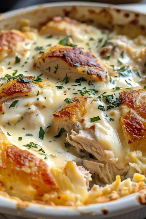 Creamy Swiss Chicken Bake Chicken 555 Recipe, Creamy Swiss Chicken, Cream Onions, Swiss Chicken Bake, 30 Minute Meals Chicken, Carb Breakfast Ideas, Family Dinner Menu, Chicken Dinner Ideas, Swiss Chicken