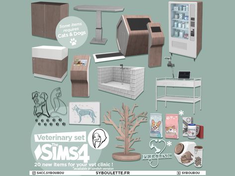 Veterinary set - The Sims 4 Catalog Sims 4 Pets Mod, Toddler Cc Sims 4, Sims 4 Cc Furniture Living Rooms, Lotes The Sims 4, Sims Pets, Sims 4 Kitchen, Mod Furniture, Sims Packs, Cc Furniture