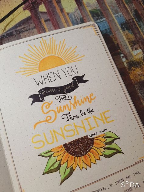 Sunshine Drawing, Earth Drawings, Hand Lettering Worksheet, Be The Sunshine, Doodle Quotes, Sunflower Drawing, Creating A Bullet Journal, Diy Journal Books, Calligraphy Art Print