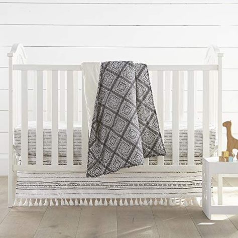 Levtex Baby Nest & Nod Riley 3pc Bedding Set, Cotton, Charcoal (Quilt, Dust Ruffle, Crib Fitted Sheet) Levtex Pottery Barn Crib, Crib Fitted Sheet, Baby Crib Bedding Sets, Baby Nursery Bedding, Crib Skirts, Dust Ruffle, Set Bed, Ruffle Bedding, Nursery Crib