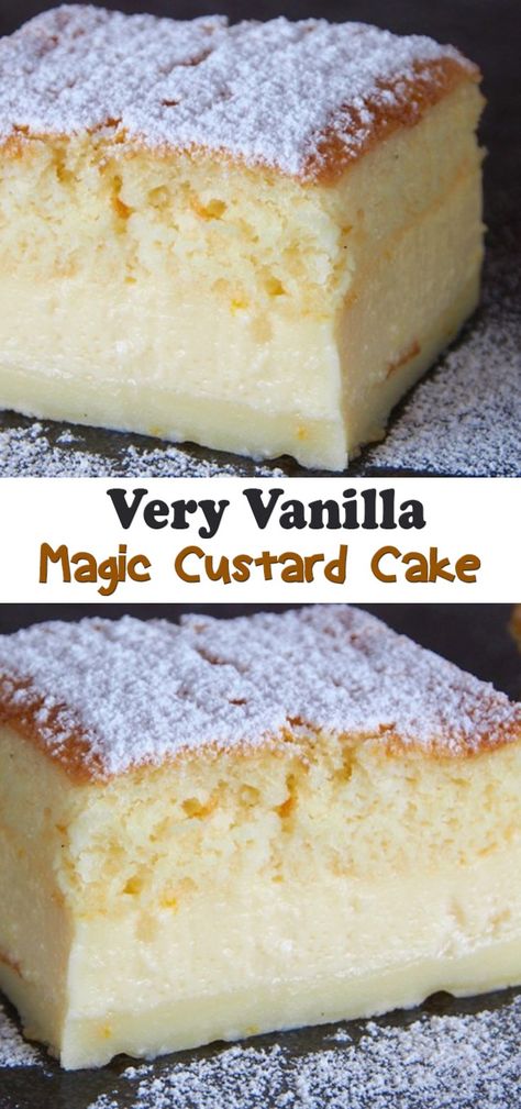 Magic Custard Cake Recipe, Magic Cake Recipe, Vanilla Magic Custard Cake, Vanilla Custard Cake, Pudding Recipes Homemade, Magic Cake Recipes, Cake Recipes Uk, Coffee Magic, Vanilla Pound Cake