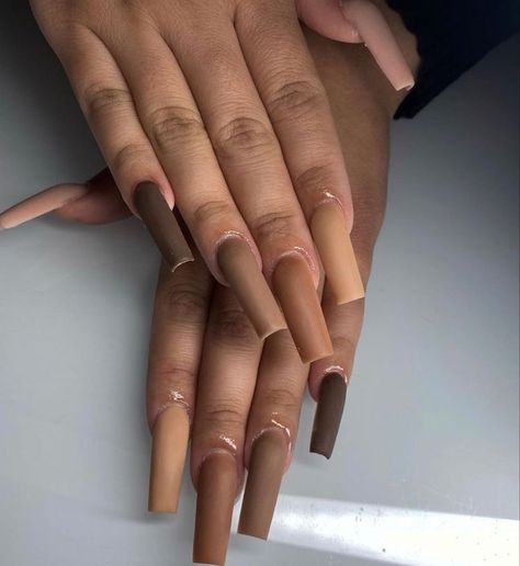 Matte Brown Acrylic Nails, Brown Acrylic Nails, Black Acrylic Nails, Fall Acrylic Nails, Long Acrylic Nails Coffin, Acrylic Nails Coffin Pink, Coffin Nails Long, Long Square Acrylic Nails, Bling Acrylic Nails