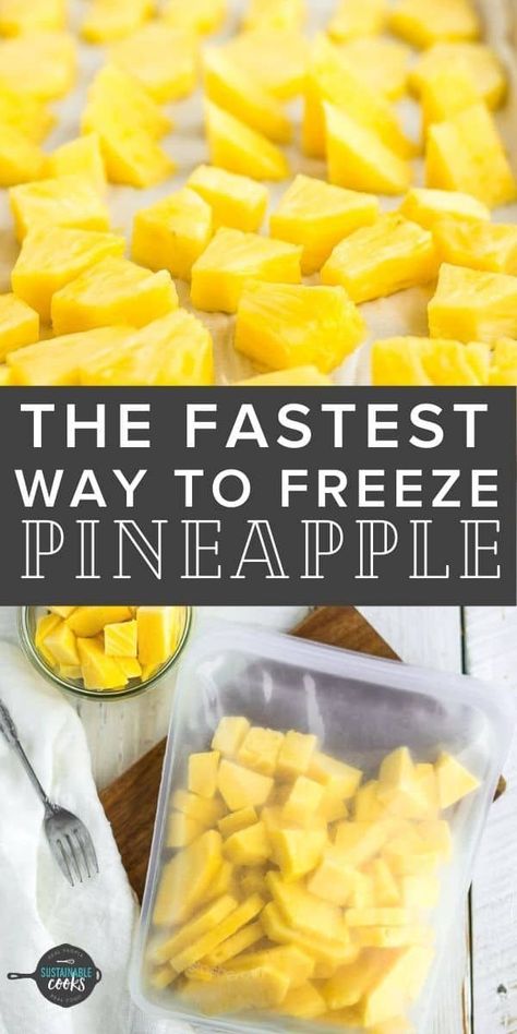 Learn all the tips and tricks for how to freeze pineapple to build a freezer stash of this incredible fruit. Freezing pineapple is a great way to preserve without needing to know any special kitchen skills. How To Freeze Fresh Pineapple, How To Freeze Pineapple, How To Preserve Pineapple, Can You Freeze Pineapple, Freezing Pineapple, Freezable Food, Pineapple Core, Freezing Fruit, Freezing Vegetables