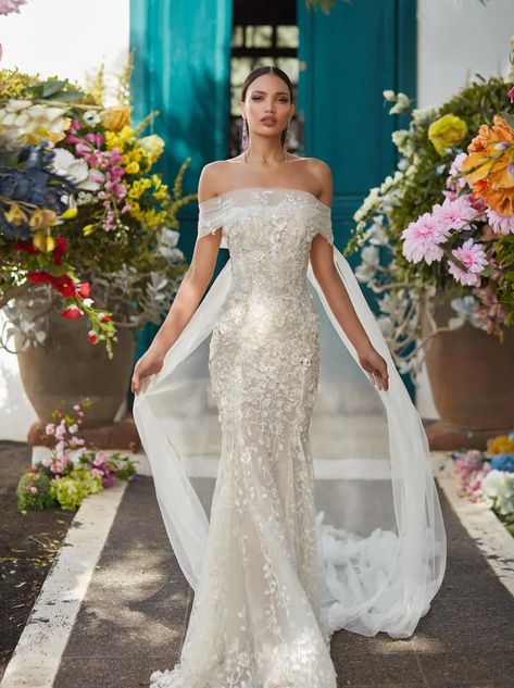 Florence by Night - Galia Lahav Galia Lahav Wedding Dress, Lace Mermaid Dress, Off The Shoulder Wedding Dress, Shoulder Wedding Dress, Dreamy Wedding Dress, Straight Across Neckline, Galia Lahav, Fit And Flare Wedding Dress, A Wedding Dress