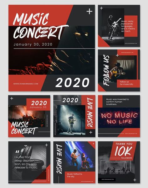 Live Music Concert Social Media Post Templates PSD, AI Social Media Kit, Media Kit, Music Concert, Instagram Post Template, Post Templates, Social Media Template, Marketing Campaigns, Media Post, Social Media Design