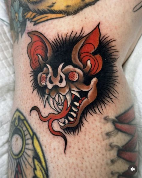 Horror Film Tattoo, Georgia Tattoos, Horror Tattoos, Bat Tattoo, Horror Tattoo, All Tattoos, Cute Tattoos, Traditional Tattoo, I Tattoo