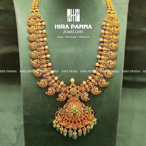 Antique Mango Lakshmi & Peacock Nakshi Haram in 2022 | Bridal gold jewellery designs, Gold wedding jewelry necklace, Gold jewelry earrings Chains For Women Gold Indian, Mini Haram Gold Designs, Mango Mala Jewellery, Mini Haram, Mala Designs, Gold Haram Designs, Mango Mala, Baby Jewellery, Haram Designs