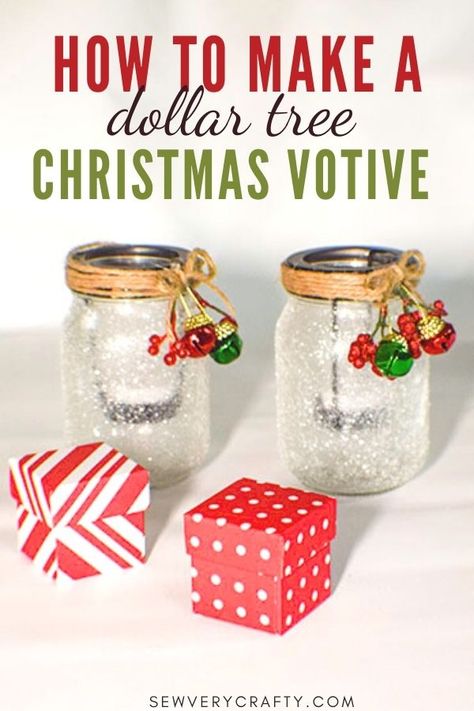 Want some beautiful Dollar Tree Christmas Votives? Check out this post and the accompanying video that goes with it. You can make this projewct in about 5 mnutes with stunning results. It is a great home decor project and a Dollar Tree craft. Votives Diy, Christmas Votives, Diy Projects To Sell, Pillow Crafts, Tree Craft, Dollar Tree Christmas, Diy Projects For Kids, Crafty Mama, Votive Holder