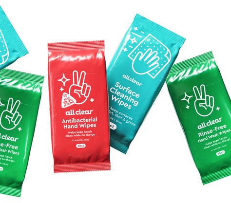 All Clear ✌️ wipes on Behance Antiseptic Wipes, Hand Wipes, Branding Packaging, Clean Hands, Graphic Design Branding, Brand Packaging, Positive Attitude, Design Branding, Hand Washing