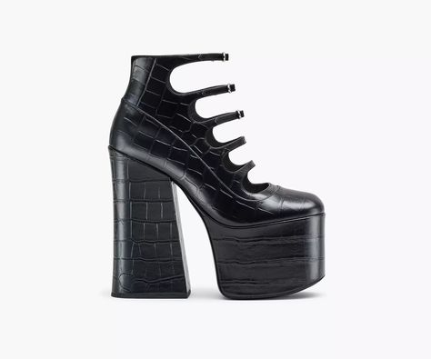 The Kiki Ankle Boot | Marc Jacobs | Official Site Marc Jacobs Boots, Marc Jacobs Shoes, Platform Heels Boots, Thigh High Boots Heels, Black Platform Boots, Animal Print Shoes, Jacob Black, Platform Ankle Boots, Heeled Ankle Boots