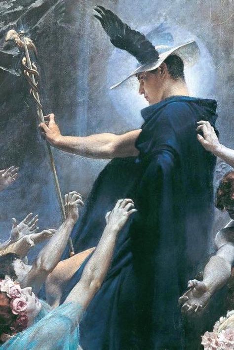 Adolf Hirémy-Hirschl - Die Seelen des Acheron (detail) Hermes Painting, Afterlife Art, Party Monster, Berserk Manga, Art Concepts, Visual Style, Rennaissance Art, Greek Mythology Art, The Afterlife