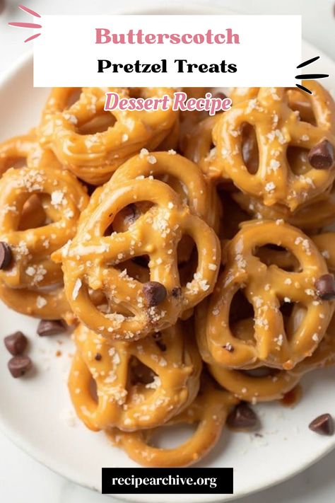 Butterscotch Pretzel Treats Sweet And Savory Pretzels, Candied Pretzels Recipe, Butterscotch Christmas Treats, Recipes That Use Pretzels, Flavored Pretzels Recipes, What To Make With Pretzels, Flavored Pretzel Recipes, Butterscotch Pretzels, Pretzels With Hershey Kisses