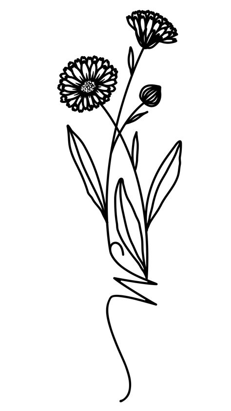 Pot Marigold, October Birth Flower, Design Pot, Birth Flower, Name Art, Tattoo Design, Design, Art