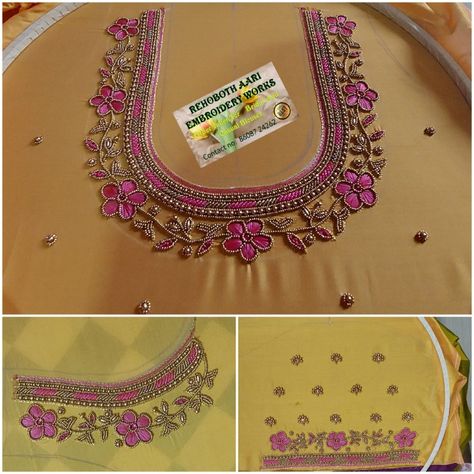 Simple Arya Work Designs, Aari Work Flower Designs, Hand Work Design, Birds Embroidery Designs, Hand Beaded Embroidery, Simple Embroidery Designs, Bead Embroidery Tutorial, Jewelry Design Drawing, Embroidery Design Sets