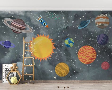 Solar System Planets Prepasted Wallpaper / Space Peel and Stick Wallpaper / Funny Wallpaper / Wallpaper for Kids Romm / Removable Wallpaper #### CUSTOM ORDERS #### We gladly prepare personalized orders. If you need some other size than in the listing, do not hesitate contacting us. Prepasted Wallpaper - Spray Up (RECOMMENDED) * Prepasted PVC Free Wallpaper * High Washability, UV Rays Resistant * Quick, Easy and Clean * Easy removable * No Additional adhesive required, just tap water * Weight : 2 Solar System Mural, Solar System Wallpaper, System Wallpaper, Kindergarten Wallpaper, Wallpaper For Kids, Sun Wall Art, Planet For Kids, Solar System Planets, Planets Wallpaper