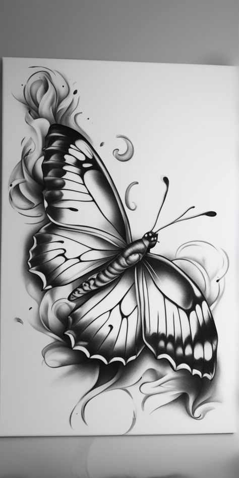 Realism Butterfly, Majestic Butterfly, Realistic Butterfly Tattoo, Butterfly Tattoo Design, Butterfly Sketch, Animal Tattoo Ideas, Butterfly Tattoo Designs, Butterfly Drawing, White Image