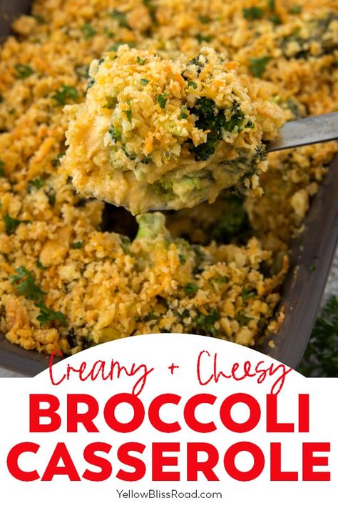 Cheesy Broccoli Casserole with tender broccoli, a homemade cheddar cheese sauce and finishes with a crispy, buttery cracker crumb topping. Homemade Cheddar Cheese, Thanksgiving Vegetables Side Dishes, Thanksgiving Vegetable Sides, Cooked Broccoli, Broccoli Casserole Recipe, Easy Holiday Side Dishes, Cheesy Broccoli Casserole, Broccoli Side Dish, Thanksgiving Vegetables