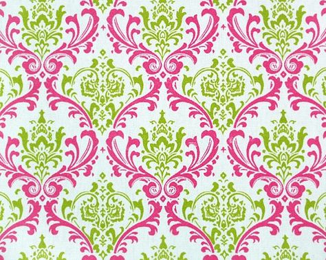 <3 Chartreuse And Pink, Pink And Chartreuse, White Valance, Damask Decor, Damask Curtains, Pink Damask, Damask Fabric, Floor Bathroom, Hallway Bathroom