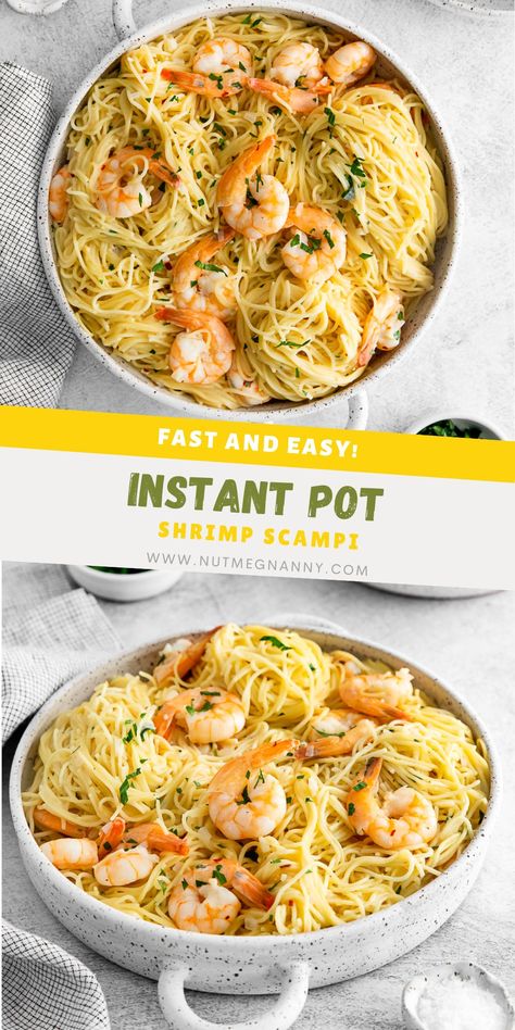 Shrimp Scampi Instant Pot, Shrimp Angel Hair Pasta, Instant Pot Shrimp, Gluten Free Instant Pot Recipes, Shrimp Pesto Pasta, Pasta Shrimp, Shrimp Scampi Pasta, Gluten Free Instant Pot, Potted Shrimp