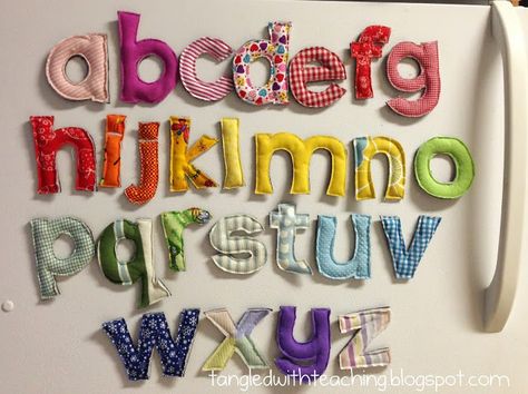 123... ABC {A Plush, magnetic alphabet crafty tutorial} with free PDF template Magnetic Alphabet Letters, Sew Toys, Fabric Alphabet, Felt Squares, Alphabet Templates, Elementary Teaching, Scrap Fabric Projects, Felt Letters, Diy Letters