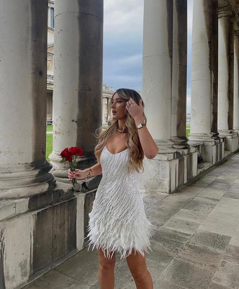 NADINE MERABI’s Instagram post: “In love with LOTTIE 🤍 // Our ultimate white mini has just been restocked! Did you miss her? @keziacook Shop now at nadinemerabi.com” Nadine Merabi Lottie, Feather Trim Dress, Nadine Merabi, Fringe Mini Dress, Miss Her, Feather Trim, Trim Dress, Feather Dress, Wedding Mood Board