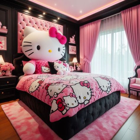 Laila Aesthetic, Hello Kitty Furniture, Blackpink Cute, Girls Room Diy, Hello Kitty Bedroom, Hello Kitty Kitchen, Organizar Closet, Dream Bedroom Inspiration, Hello Kitty House