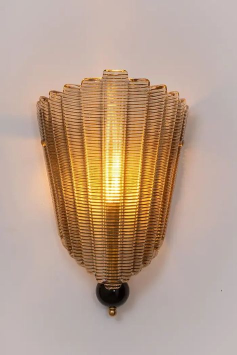 Pair of Murano Glass Wall Sconces, Art Deco Style, in Stock For Sale at 1stDibs | murano glass sconces Art Deco Hotel, Art Deco Wall Lights, House Lamp, Hall Lighting, Art Deco Lighting, Art Deco Home, Brass Accents, Art Deco Inspired, Art Deco Style