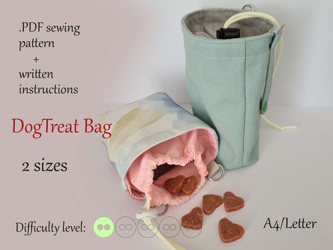 Dog Treat Bag Pattern, Positive Reinforcement Dog Training, Dog Treat Bag, Dog Treat Pouch, Bag Sewing Pattern, Dog Walking Bag, Treat Pouch, Bag Sewing, Treat Holder