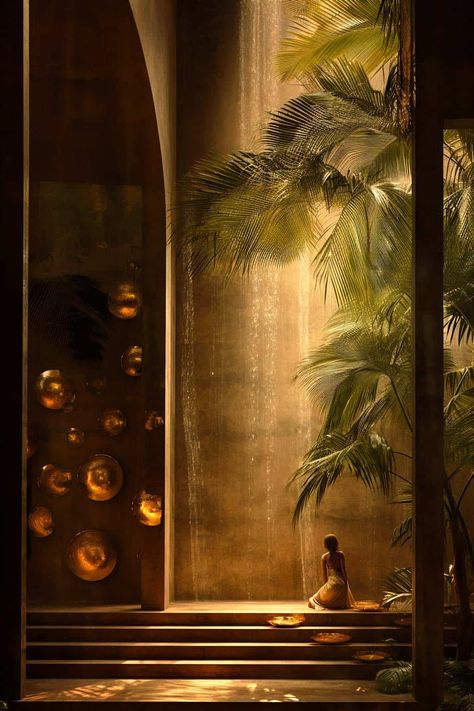 Elevating Ultra Luxury to Divine Heights - Lie Alonso Dynasty Sauna Inspiration, Art Genres, Ancient Egyptian Architecture, Egyptian Architecture, Fantasy Things, Beautiful Vacation Spots, Modern Tropical House, Dream Life House, Ultra Luxury