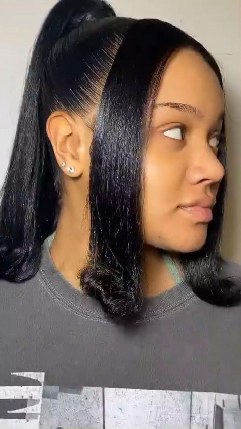 Straightened Hairstyles For Black Hair, Ponytail Hairstyles Sleek, Straightened Hairstyles, Hairstyles Sleek, Stylish Ponytail, Nurse Hairstyles, Sleek Ponytail Hairstyles, Hairstyles For Black Hair, Birthday Hairstyles