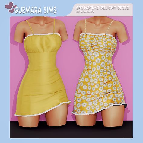 Sims 4 Cc Summer Shoes, Sims 4 Yellow Dress, Sims 4 Sun Dress Cc, Sims 4 Sundress Cc, Sims 4 Sundress, Sims 4 Cc Free, Shoes Sims 4 Cc, Cc Dress, Sims Lookbook