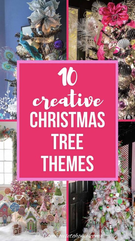 These creative Christmas tree themes are beautiful! I love all of the unique ideas for Christmas tree decorations and colors. The peacock Christmas tree decor is my favorite! Kate Spade Christmas Tree, Tree Theme Ideas, Christmas Tree Theme Ideas, Kate Spade Christmas, Peacock Christmas Tree, Christmas Tree Theme, Woodland Christmas Tree, Coastal Christmas Tree, Peacock Christmas