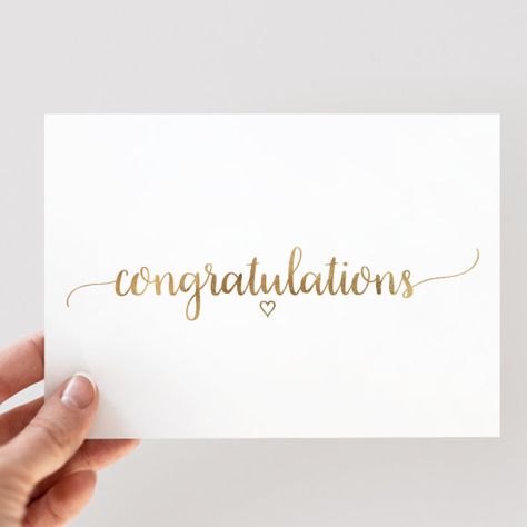 Simple Gold Calligraphy Congratulations Card Congratulations Calligraphy Card, Congratulations Calligraphy, Congratulations Typography, Happy Engagement, Engagement Congratulations, Calligraphy Cards, Gold Calligraphy, Happy Ganesh, Calligraphy Wedding Invitation