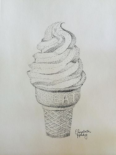 Ice cream cone dot stipple drawing | by ElizabethHudy 2 Dimensional Art, 2d Art Drawing, Stipple Drawing, Pointalism Art, Stippling Drawing, Ice Cream Month, Art Drawing Ideas, National Ice Cream Month, Dotted Drawings