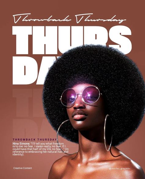 Throwback Thursday flyer design. #graphicdesign #designinspiration #creativedesign #designlife #graphicdesigner #digitalart #designcommunity #typography #visualdesign #logodesigner #branding #illustration #designdaily #adobedesign #artdirection #uxdesign #motiongraphics #graphicart #designprocess #designlovers Adobe Design, Branding Illustration, Nina Simone, Throwback Thursday, Visual Design, Ux Design, Design Process, Motion Graphics, Flyer Design