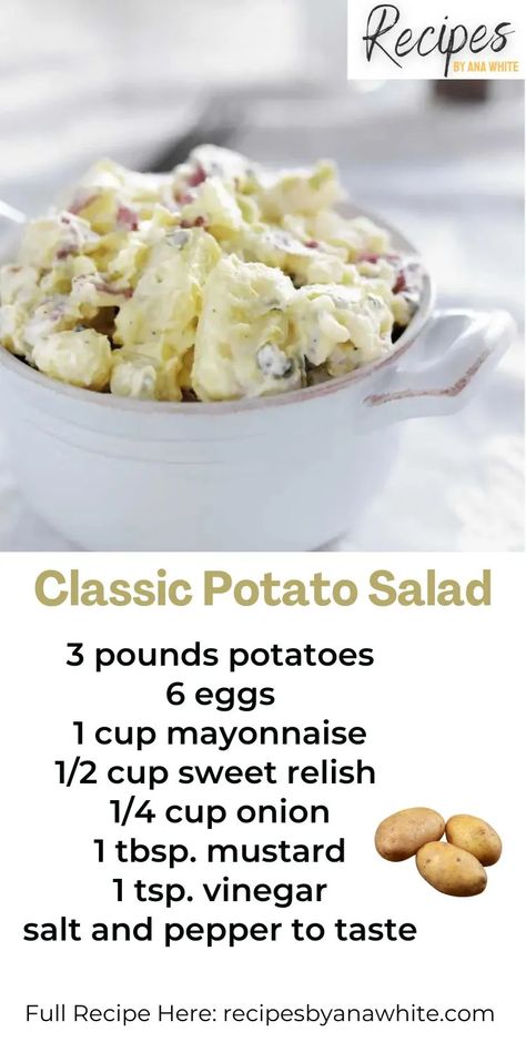 White Potato Salad Recipe, Homemade Potato Salad Recipe, The Best Potato Salad Ever, White Potato Salad, Basic Potato Salad, Cookout Salads, Easy Potato Salad Recipe, Homemade Potato Salad, Macaroni Salads