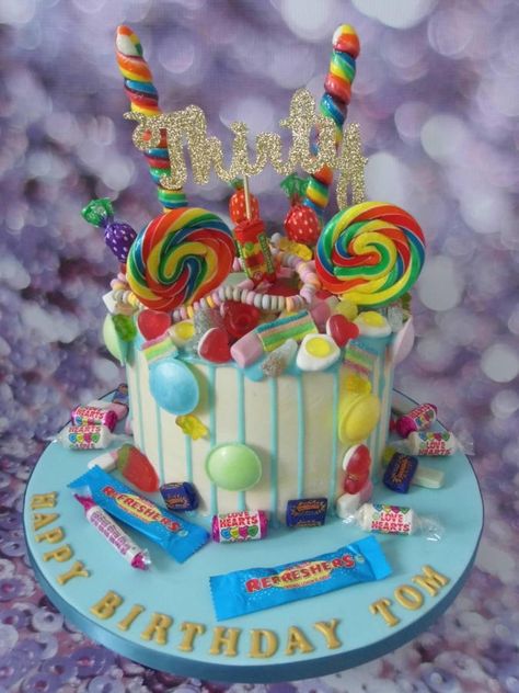 Sweetie Birthday Cake, Cakes For Teenagers, Sweetie Cake, Lolly Cake, 9th Birthday Cake, Candyland Cake, Ice Cream Cone Cake, Candy Birthday Cakes, 40th Cake