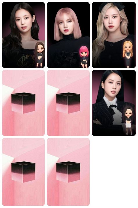 Photo Cards Diy, Pc Template, Blackpink Square Up, Lomo Card, Pop Stickers, Photo Card Template, Printables Freebies, Dara Kpop, Black Pins