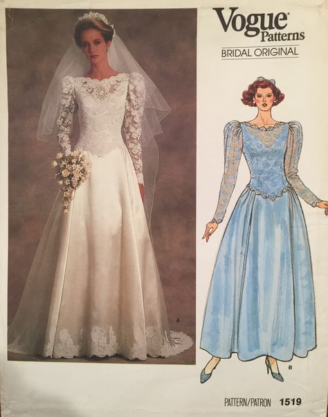 Vintage Wedding Dress Pattern, Vogue Bridal, Bridal Sewing Patterns, Wedding Dress Sewing Patterns, Gown Sewing Pattern, Long Sleeve Bridesmaid Dress, Gown Bridesmaid, Wedding Dress Patterns, Gown Pattern