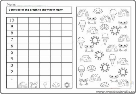 Free Printable Colored Graph Worksheets - Preschool and KindergartenPreschool Crafts | Mobile Version Graphing Kindergarten, Summer Math Worksheets, Spring Math Kindergarten, Graph Worksheet, Graphing Worksheets, Spring Kindergarten, Spring Math, Summer Math, Literacy Worksheets