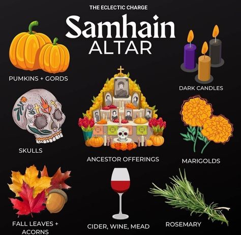 Samhain Altar Ideas, Mabon Witchcraft, Autumn Witchcraft, Autumn Rituals, Autumn Altar, Gloomy Autumn, Happy Samhain, Wicca Holidays, Samhain Traditions