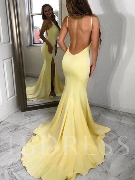 Yellow Mermaid, Yellow Prom, Silk Prom Dress, Prom Dress Long, Prom Dresses Long Mermaid, Prom Dresses Yellow, Mermaid Prom Dress, Girls' Generation, Backless Prom Dresses