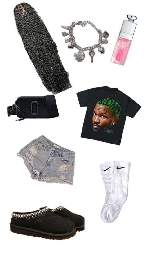 school fit outfit nike socks black uggs frank ocean denim shorts island twist Black Nike Socks Outfit, Nike Socks Black, Black Uggs Outfit, Nike Socks Outfit, Black Nike Socks, Island Twist, Outfit Nike, School Fit, Sock Outfits