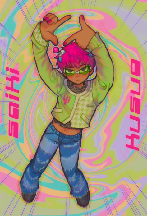 Transition Music, Saiki K, Saiki Kusuo, Black Anime Characters, Arte Sketchbook, Wow Art, Pink Hair, So Pretty, Anime Fanart