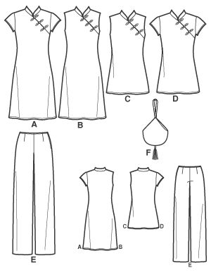 free sewing patterns | New Look 6812 - Misses Dresses, Tunics, Pants and Purse Qipao Sewing Pattern, Cheongsam Sewing Pattern, Free Tunic Sewing Pattern, Tunic Sewing Patterns For Women, Chinese Dresses Pattern, Cheongsam Pattern, Tops Sewing Patterns, Medieval Dress Pattern, Misses Dresses