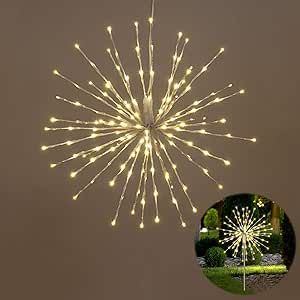 Lightshare 24" Starburst Light Lighted Ball 160 LED Firework Lights Twinkle Warm White Hanging Ball Dual-use for Patio Walkway Pathway Decoration Indoor/Outdoor Pathway Decoration, Firework Lights, Patio Walkway, Starburst Light, Outdoor Fairy Lights, Fireworks Design, 2022 Christmas, Christmas String Lights, White Lights